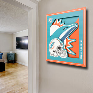 Miami Dolphins 3D Logo Series Wall Art - 12"x12"