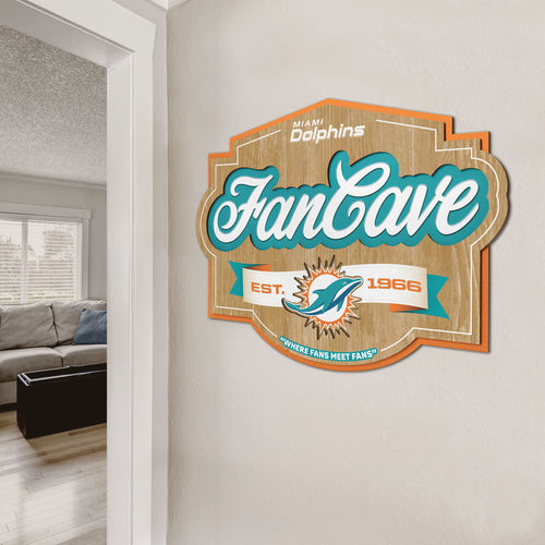 Miami Dolphins 3D Fan Cave Wood Sign