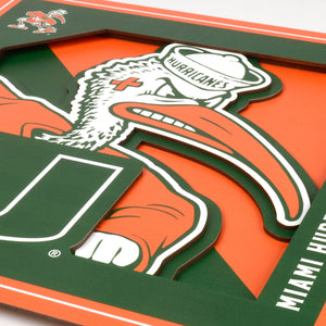 Miami Hurricanes 3D Logo Series Wall Art - 12"x12"