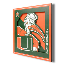 Miami Hurricanes 3D Logo Series Wall Art - 12"x12"