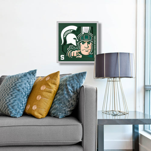 Michigan State Spartans 3D Logo Series Wall Art - 12