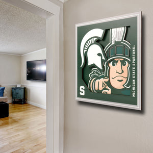 Michigan State Spartans 3D Logo Series Wall Art - 12"x12"