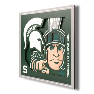 Michigan State Spartans 3D Logo Series Wall Art - 12"x12"