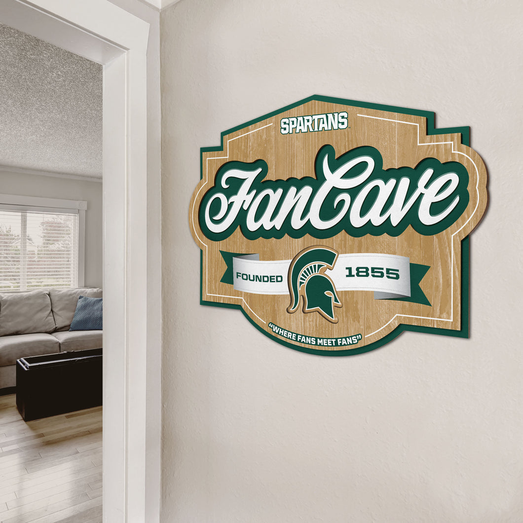 Michigan State Spartans 3D Fan Cave Wood Sign