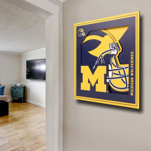 Michigan Wolverines 3D Logo Series Wall Art - 12"x12"