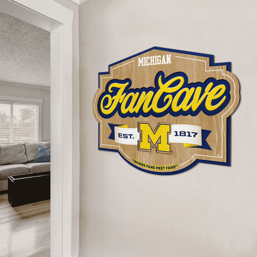 Michigan Wolverines 3D Fan Cave Wood Sign