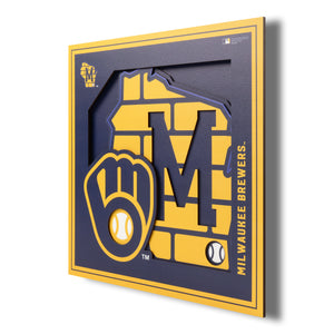Milwaukee Brewers 3D Logo Series Wall Art - 12"x12"