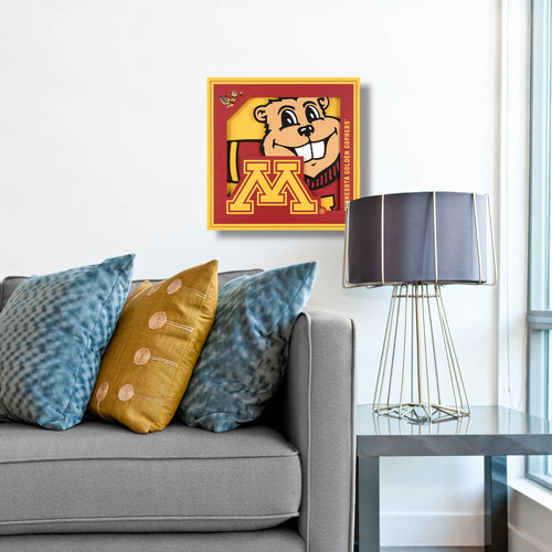 Minnesota Golden Gophers 3D Logo Series Wall Art - 12