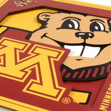 Minnesota Golden Gophers 3D Logo Series Wall Art - 12"x12"