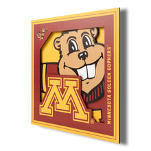 Minnesota Golden Gophers 3D Logo Series Wall Art - 12"x12"