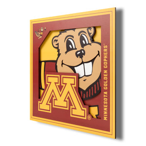 Minnesota Golden Gophers 3D Logo Series Wall Art - 12"x12"