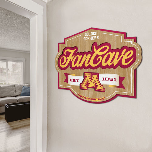 Minnesota Golden Gophers 3D Fan Cave Wood Sign