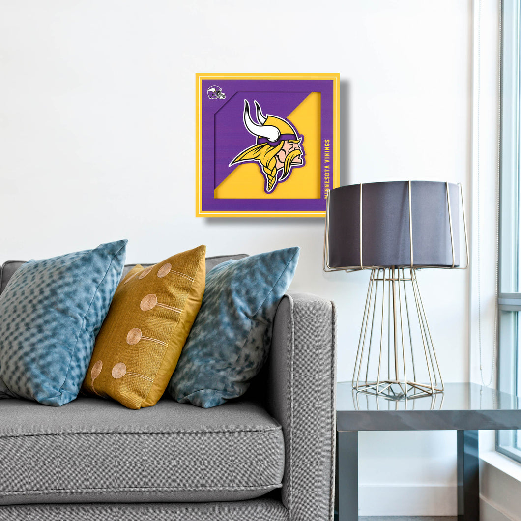 Minnesota Vikings 3D Logo Series Wall Art - 12