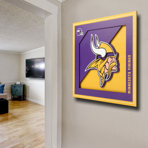 Minnesota Vikings 3D Logo Series Wall Art - 12"x12"