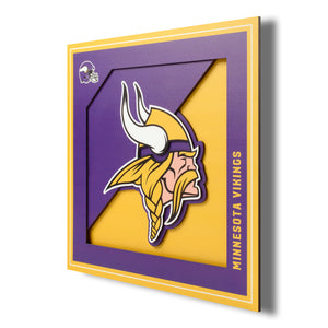 Minnesota Vikings 3D Logo Series Wall Art - 12"x12"