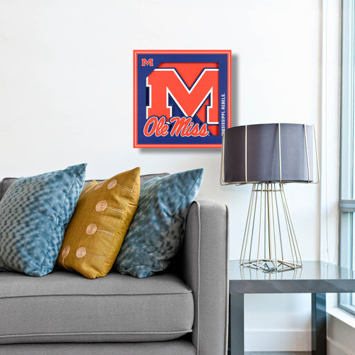 Mississippi Rebels 3D Logo Series Wall Art - 12