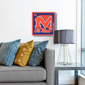 Mississippi Rebels 3D Logo Series Wall Art - 12"x12"