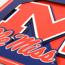 Mississippi Rebels 3D Logo Series Wall Art - 12"x12"