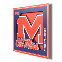 Mississippi Rebels 3D Logo Series Wall Art - 12"x12"