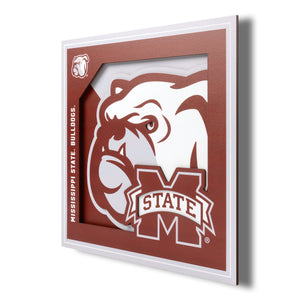 Mississippi State Bulldogs 3D Logo Series Wall Art - 12"x12"