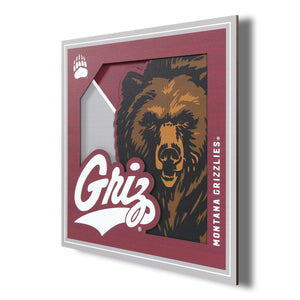Montana Grizzlies 3D Logo Series Wall Art - 12"x12"