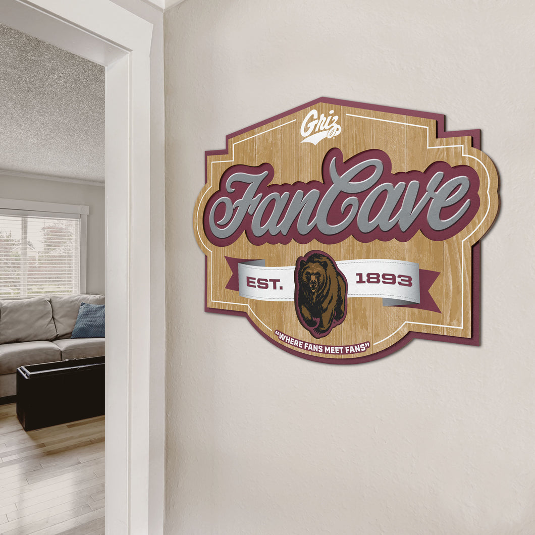 Montana Grizzlies 3D Fan Cave Wood Sign