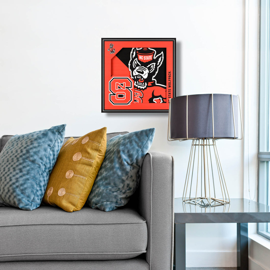 North Carolina State Wolfpack 3D Logo Series Wall Art - 12