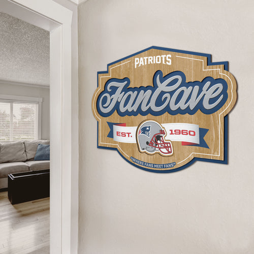 New England Patriots 3D Fan Cave Wood Sign
