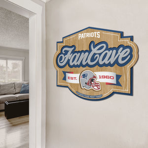 New England Patriots 3D Fan Cave Wood Sign