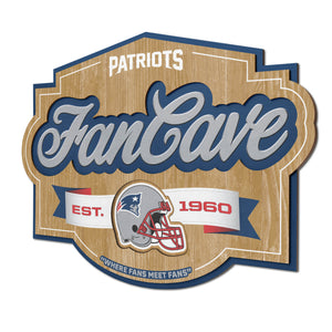 New England Patriots 3D Fan Cave Wood Sign