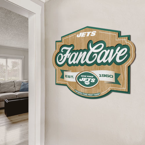 New York Jets 3D Fan Cave Wood Sign