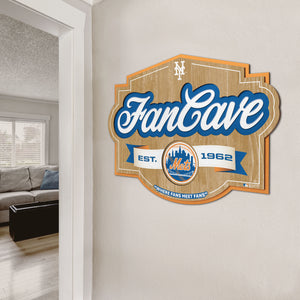 New York Mets 3D Fan Cave Wood Sign