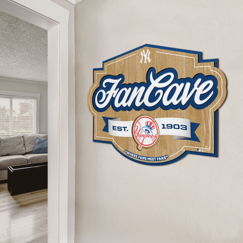 New York Yankees 3D Fan Cave Wood Sign