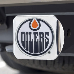 Edmonton Oilers Color Emblem On Chrome Hitch Cover