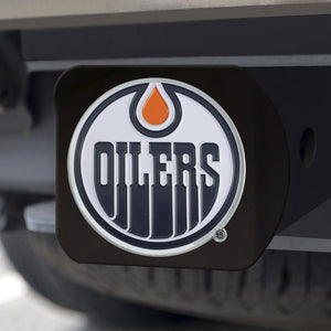 Edmonton Oilers Color Emblem On Black Hitch Cover