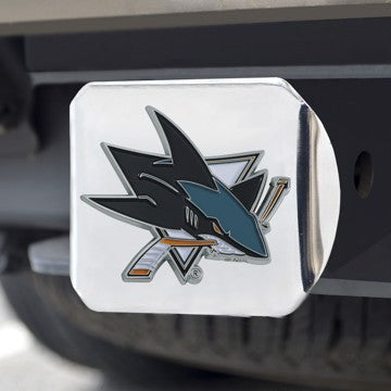 San Jose Sharks Color Emblem On Chrome Hitch Cover