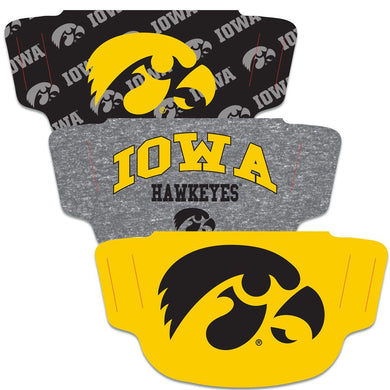 Iowa Hawkeyes Fan Mask Adult Face Covering 3-Pack