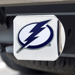 Tampa Bay Lightning Color Emblem On Chrome Hitch Cover