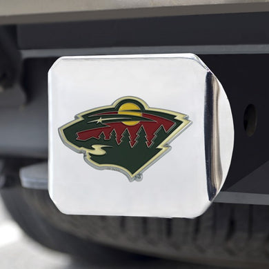 Minnesota Wild Color Emblem On Chrome Hitch Cover