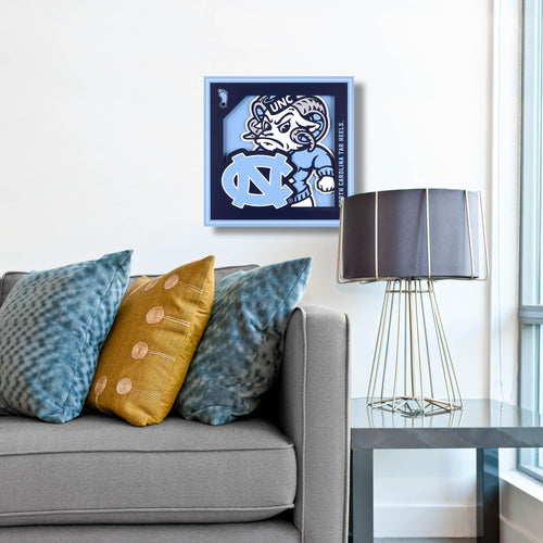 North Carolina Tar Heels 3D Logo Series Wall Art - 12