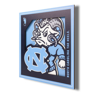 North Carolina Tar Heels 3D Logo Series Wall Art - 12"x12"