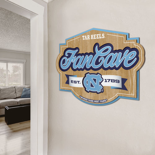 North Carolina Tar Heels 3D Fan Cave Wood Sign