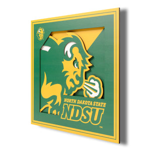 North Dakota State Bison 3D Logo Series Wall Art - 12"x12"