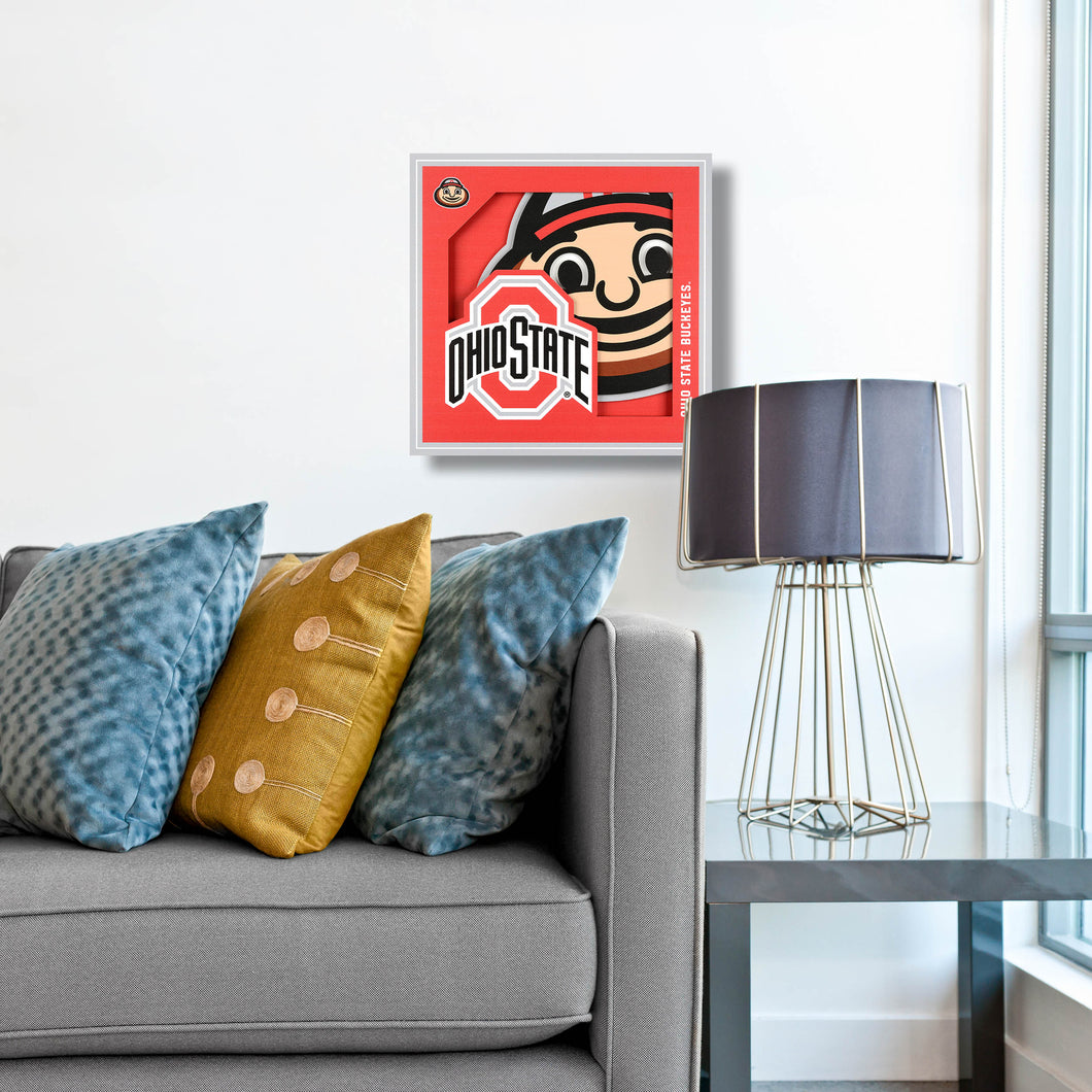 Ohio State Buckeyes 3D Logo Series Wall Art - 12
