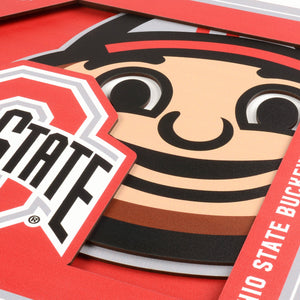 Ohio State Buckeyes 3D Logo Series Wall Art - 12"x12"