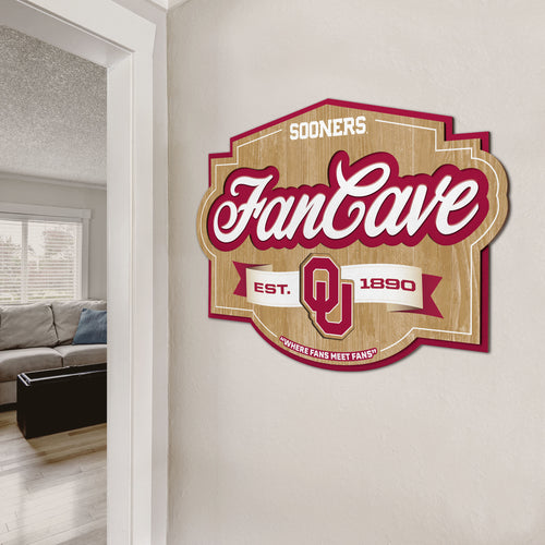 Oklahoma Sooners 3D Fan Cave Wood Sign
