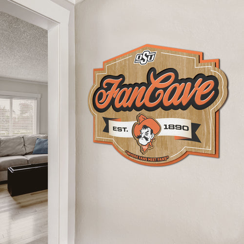 Oklahoma State Cowboys 3D Fan Cave Wood Sign