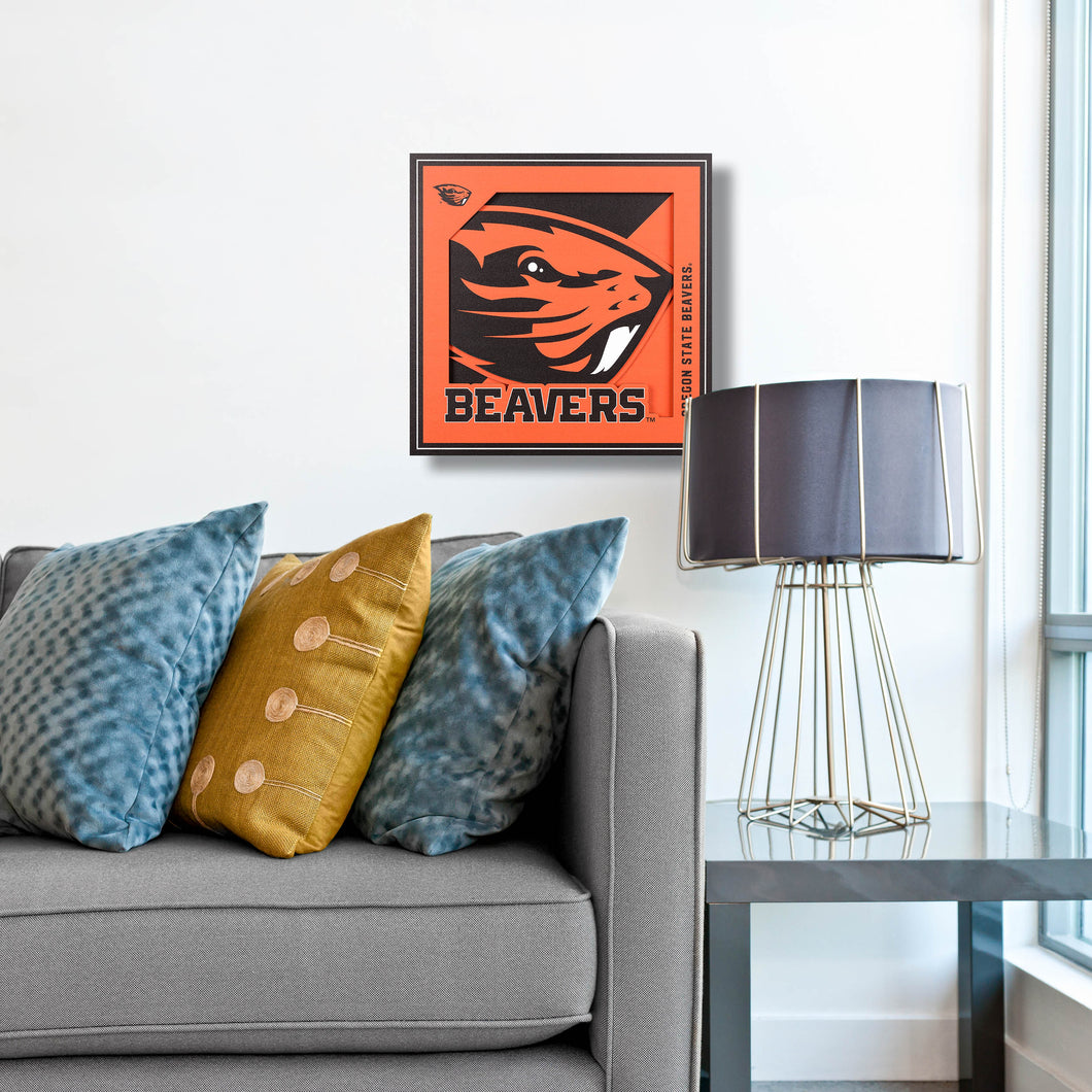 Oregon State Beavers 3D Logo Series Wall Art - 12