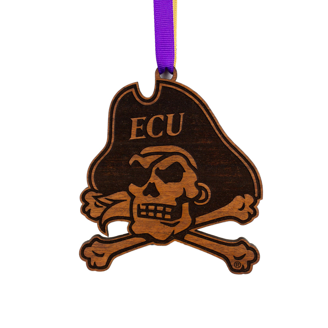 ECU Pirates Ornament Cutout Skull and Crossbones