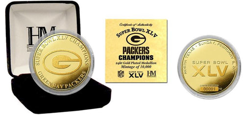 Green Bay Packers Super Bowl XLV Champions 24KT Gold Coin